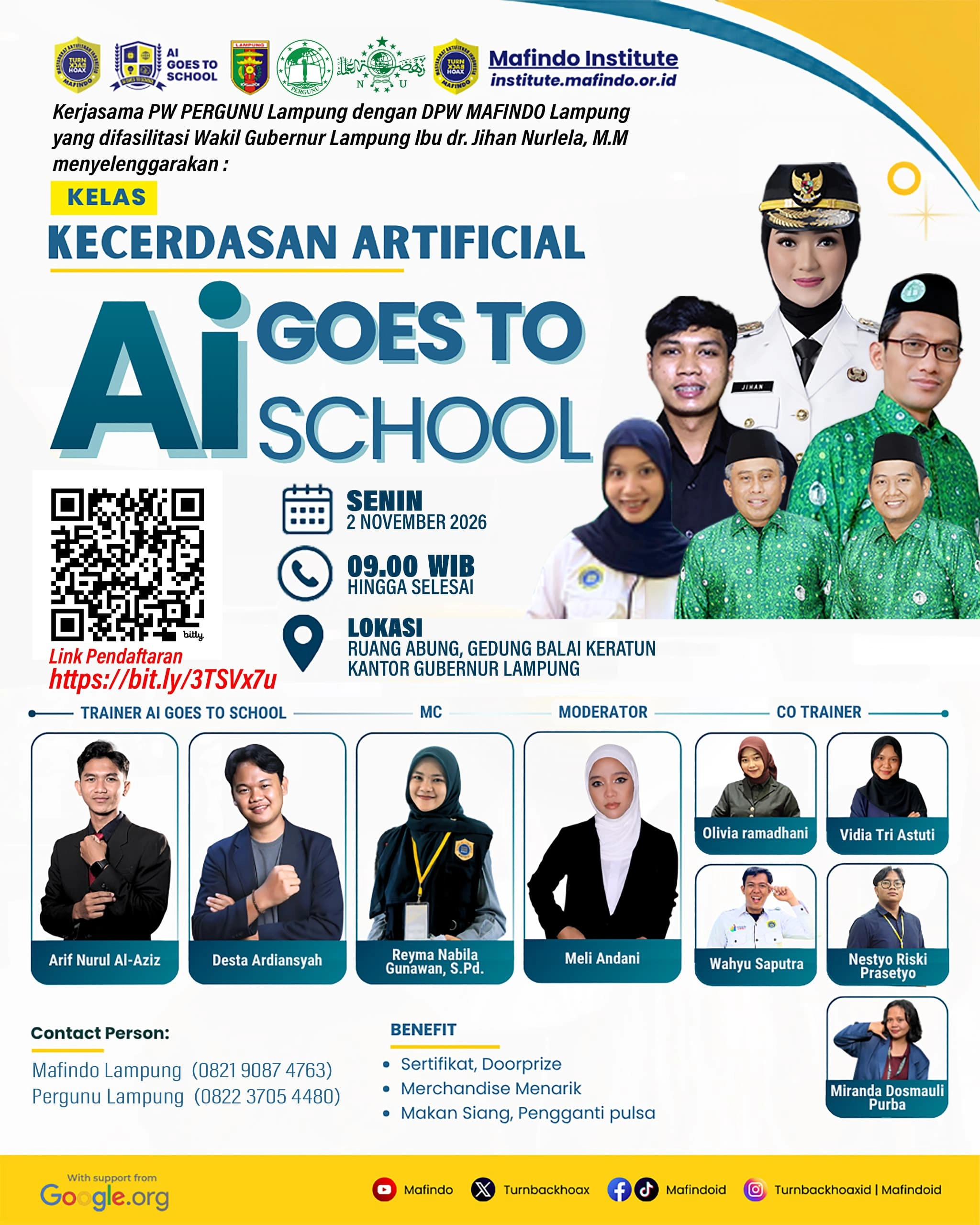 Poster kegiatan AI Goes to School di Lampung pada 2 November 2026.